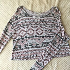 Cropped tribal print long sleeve